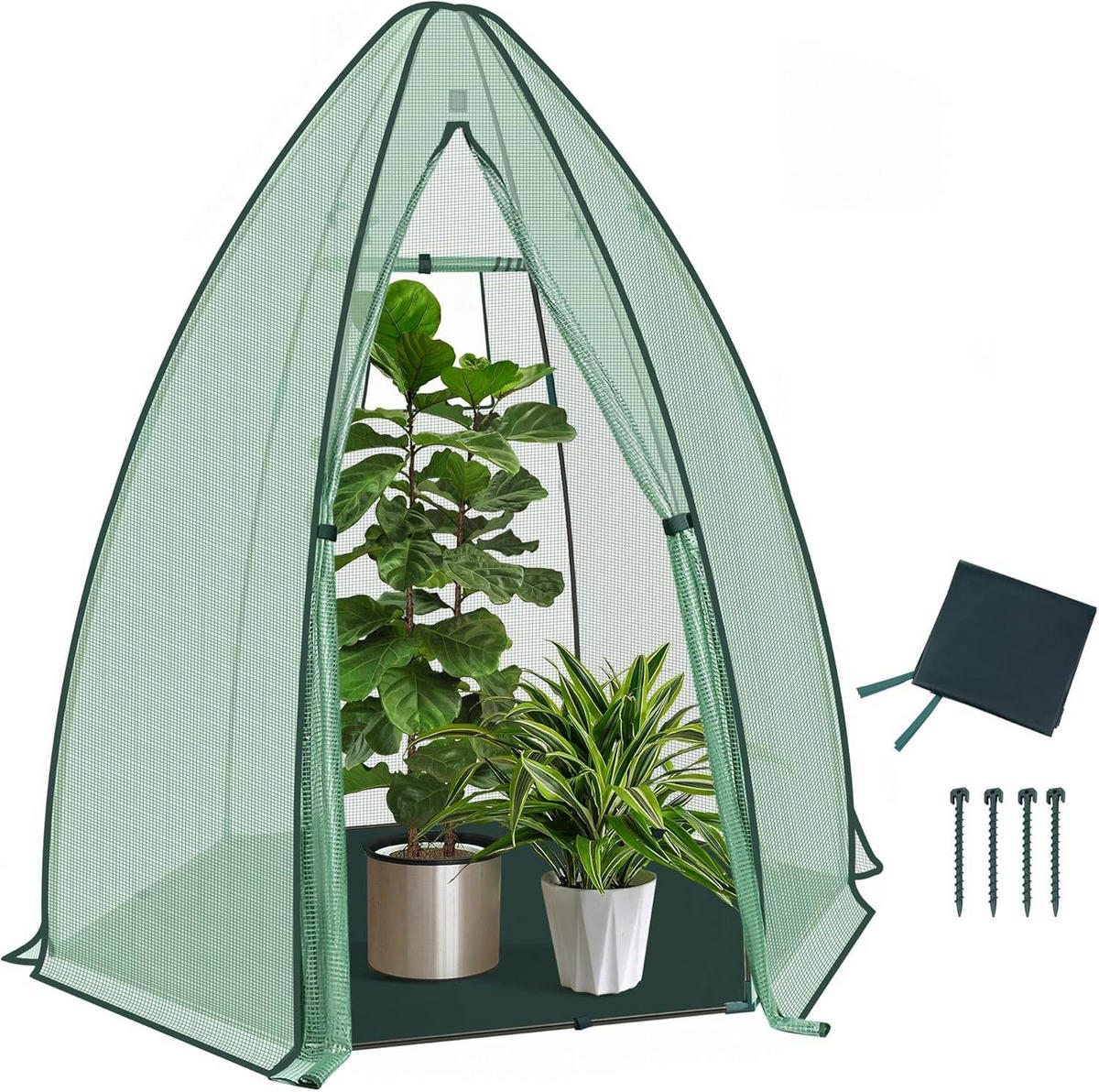 FOLIENGEWÄCHSHAUS,PE transluzenter Kälteschutz,160x180 cm - Grün, Textil/Metall (160/180/160cm) - Woltu