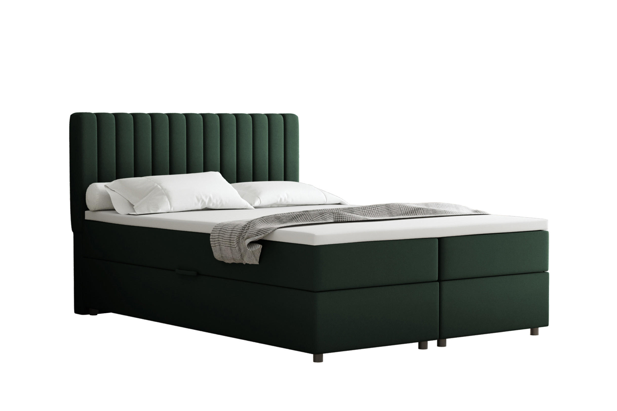 BOXBETT Everest grön 140 x 200 cm Doppelbett mit hochwertiger Bonell-Matratze und Topper - Grün, Holz (140/200cm) - Panda Möbel