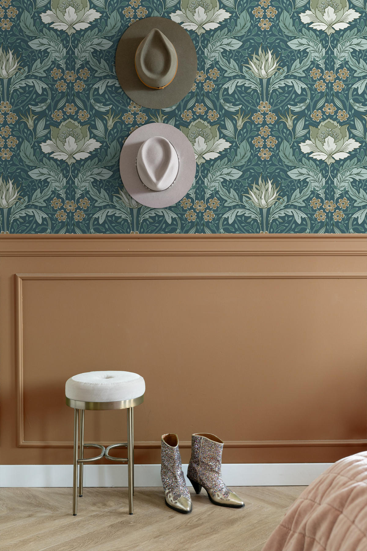 TAPETE Blumenmuster im Jugendstil 50 x 900 cm - Blau, Papier (50/900cm) - ESTAhome