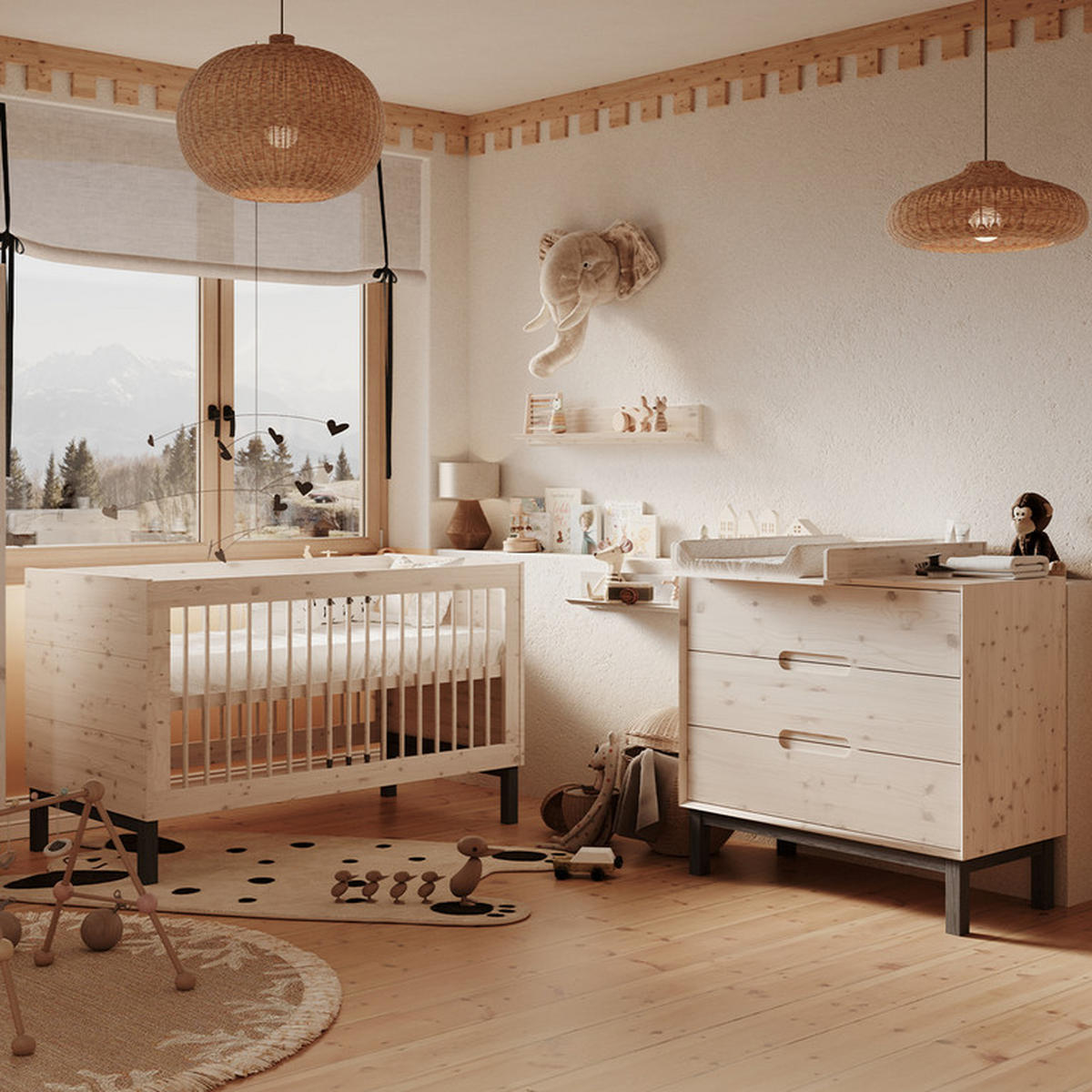 POKOJ PRO MIMINKO 2DÍLNÝ Country Bělené dřevo - bílá, dřevo (145/89/76.4cm) - Petits-meubles