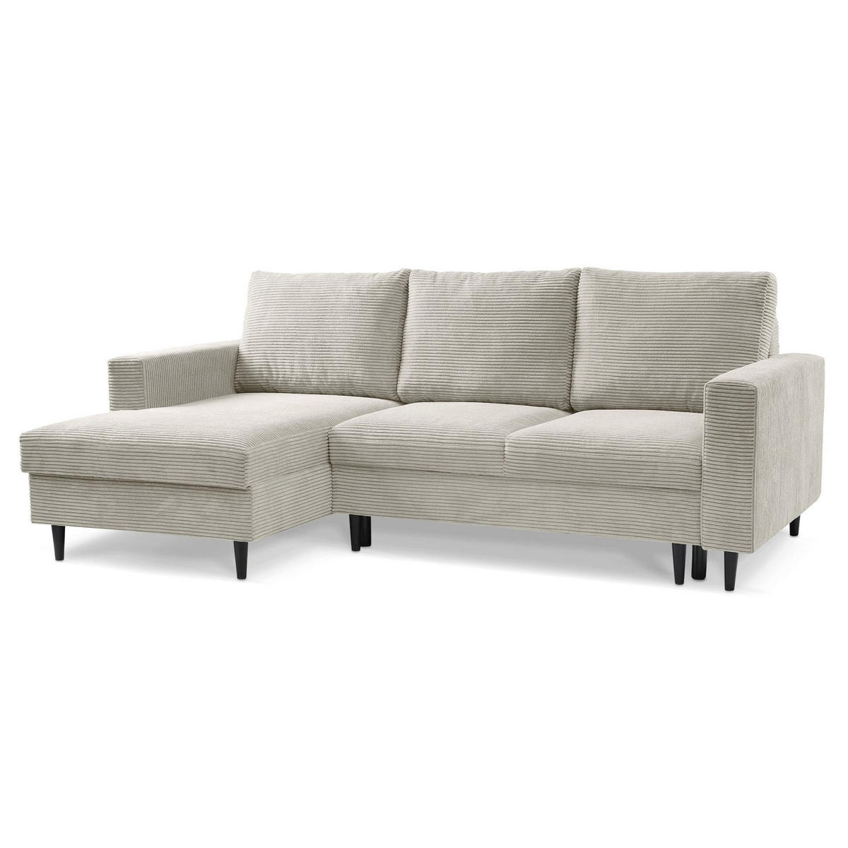 ECKSOFA Nalika Hellbeige mit Cordbezug - Beige/Creme, Holz/Textil (230/143cm) - Selsey
