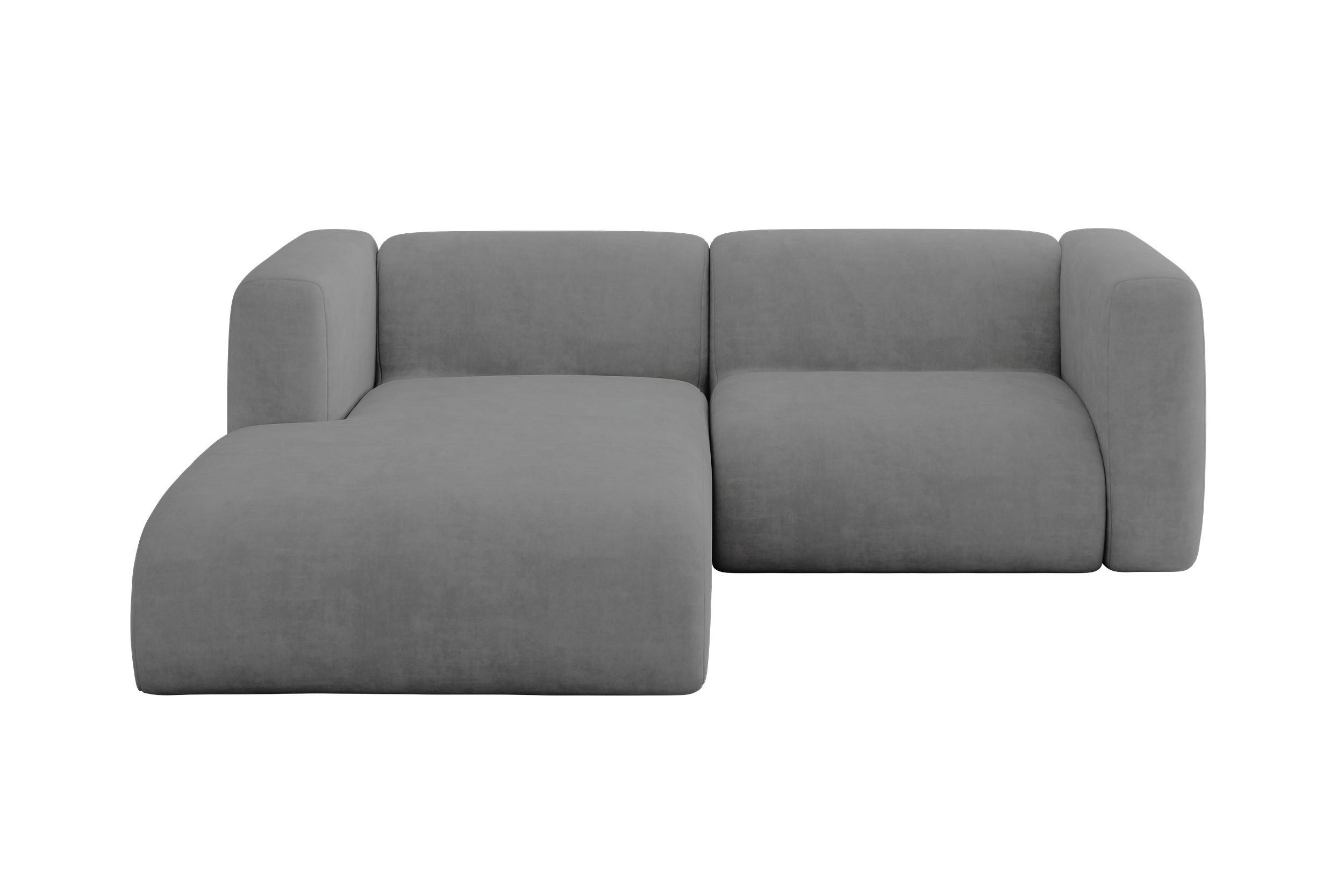 ECKSOFA Ottomane Links MIRA-L1 227x179x89 Grau Velours - Schieferfarben/Schwarz, Holzwerkstoff/Kunststoff (227/179cm) - ALTDECOR