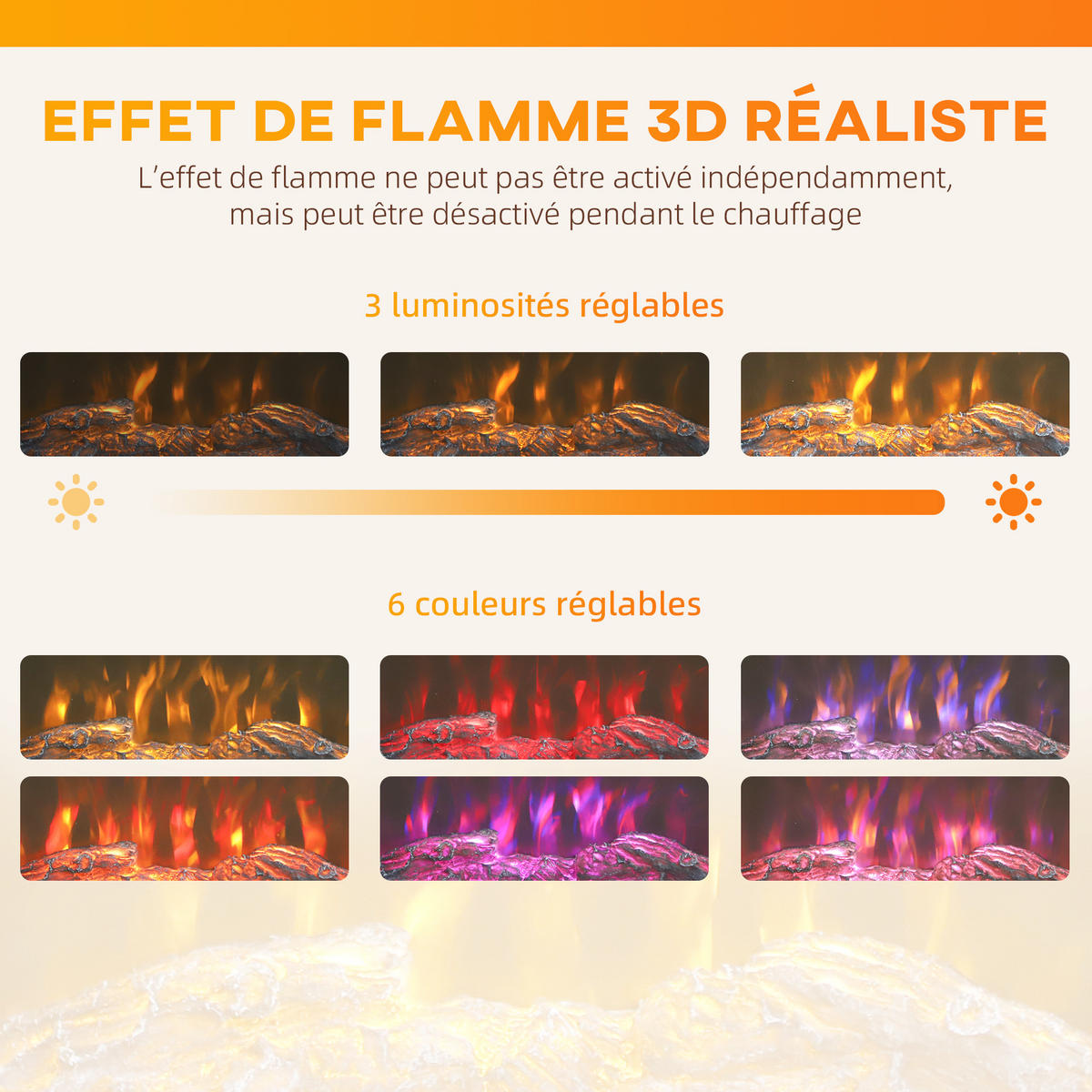 ELEKTROKAMIN DE-17072 3D-Flammeneffekt 6 Farben Braun - Braun, Holzwerkstoff (68.5/63/27.5cm) - ComfortXL