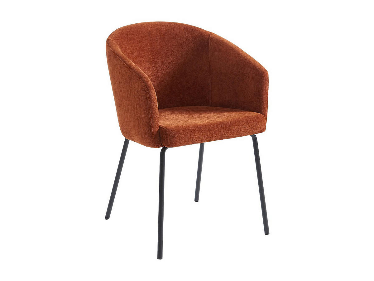 SET Tisch KOMONI + 4 Stühle MORONI - Weiß lackiert & Terracotta - Schwarz, Holz (220/76/120cm) - Vente-Unique