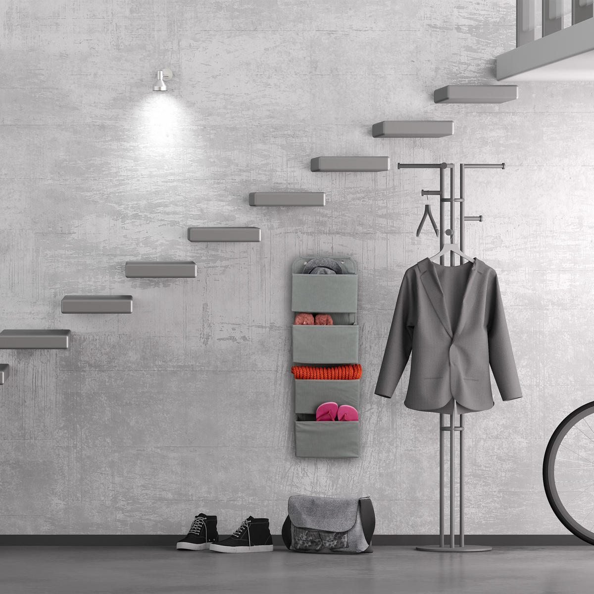 HÄNGEORGANIZER - Grau, Wellpappe/Textil (10/31/104cm) - Relaxdays