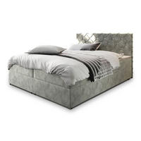 POSTEL BOXSPRING RIVA 160x200 cm, s matrací a úložným prostorem, světle šedá - světle šedá, kompozitní dřevo/textil (160/200cm) - MASSENO