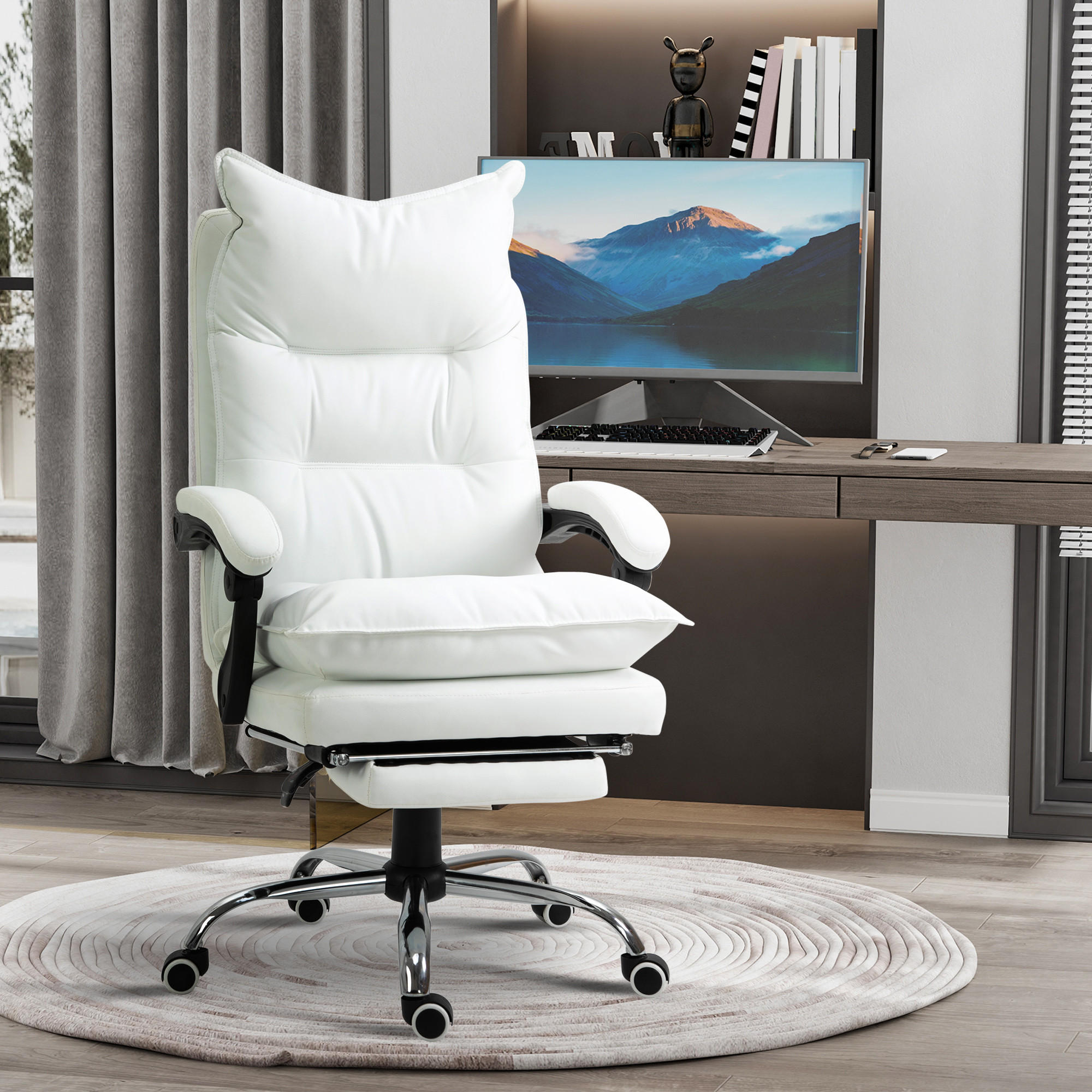 BÜROSTUHL, Kunstleder, Weiß - Weiß, Kunststoff (72/130/66cm) - Vinsetto