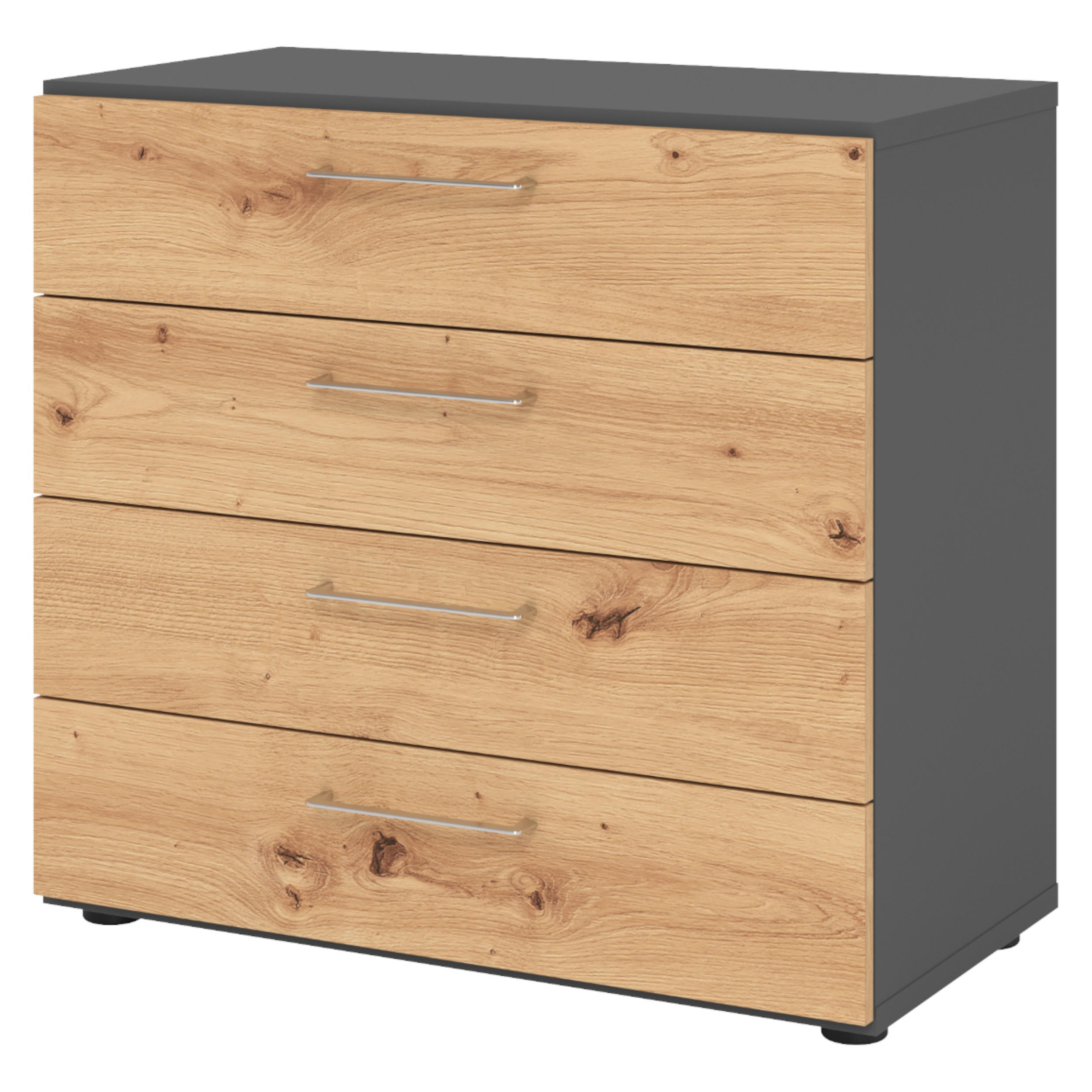 bümö Schubladenschrank Graphit, Wildeiche 80x74.8x42 cm