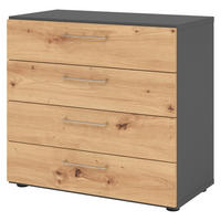 SCHUBLADENSCHRANK - 4 Schübe 42/80/74,8 cm in Graphitfarben/Wildeiche - Wildeiche/Graphitfarben, Holzwerkstoff (80/74.8/42cm) - bümö