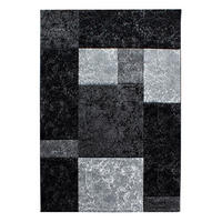 TEPPICH Kurzflor Karo Design Polypropylen Wohnzimmer Schwarz Läufer 80x150 - Schwarz, Textil (80/150cm) - KADIMA DESIGN