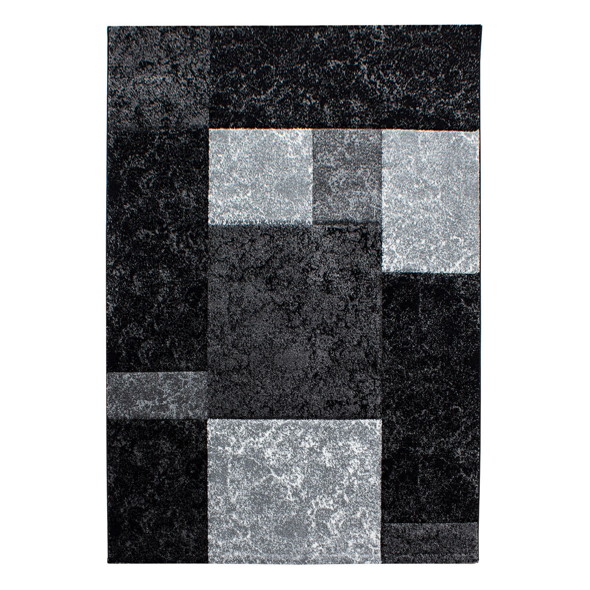 TEPPICH Kurzflor Karo Design Polypropylen Wohnzimmer Schwarz Läufer 80x150 - Schwarz, Textil (80/150cm) - KADIMA DESIGN