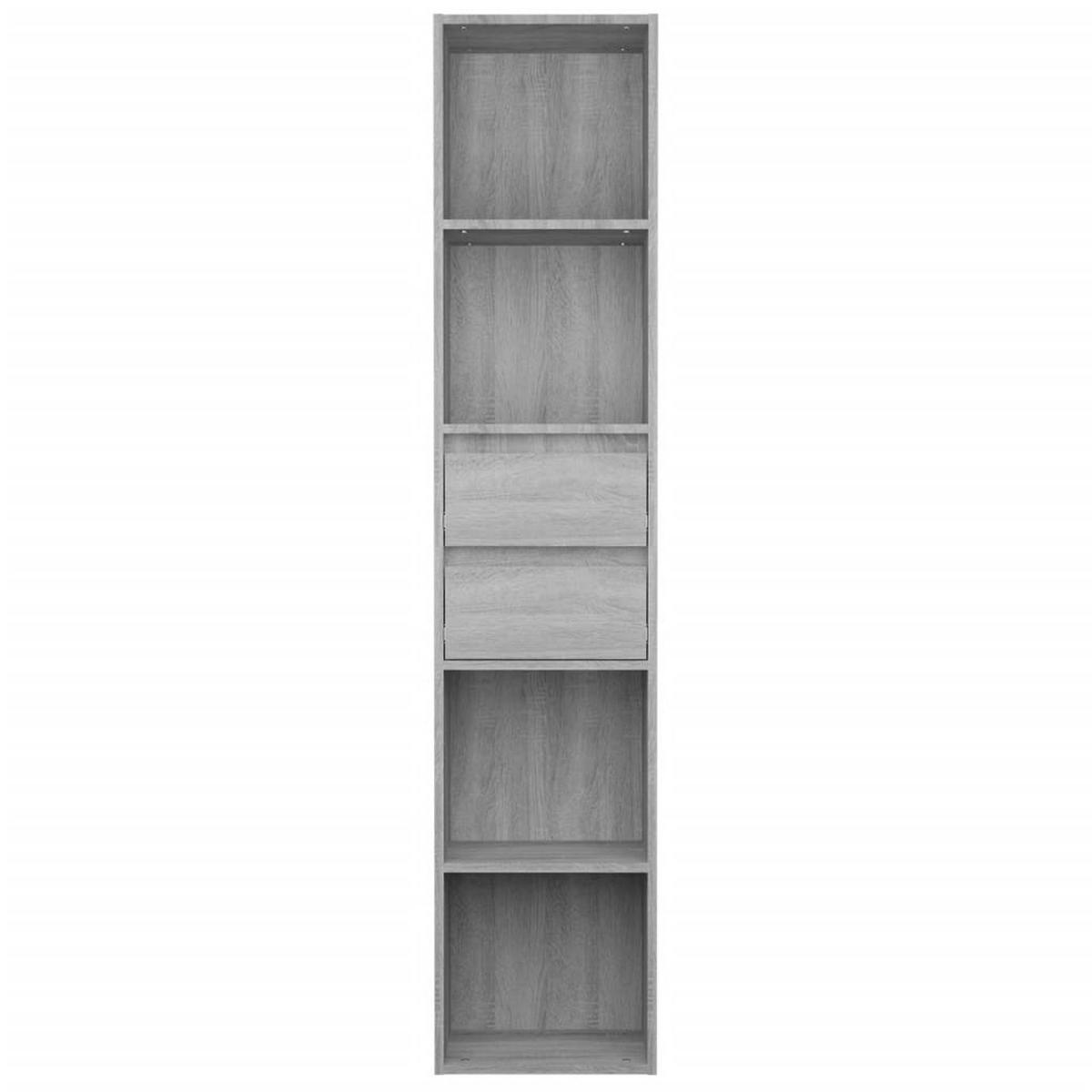 BÜCHERREGAL mit 4 Fächern, 2 Schubladen 36/30/171 cm aus Holzwerkstoff Grau Sonoma Dekor - Grau, Holz (36/171/30cm) - vidaXL