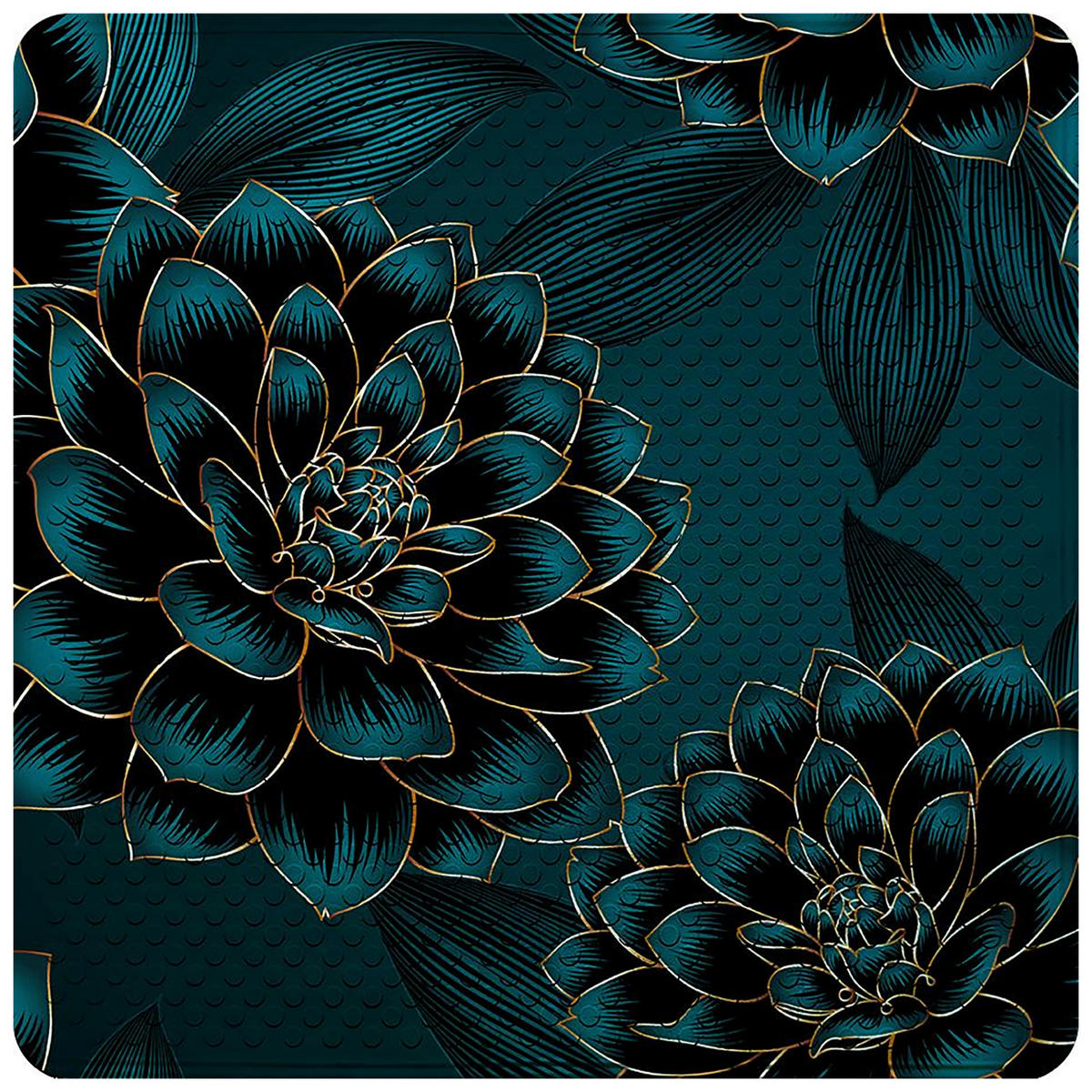 BADEMATTE Dahlien - Blau, Kunststoff (53/53cm) - Sanilo