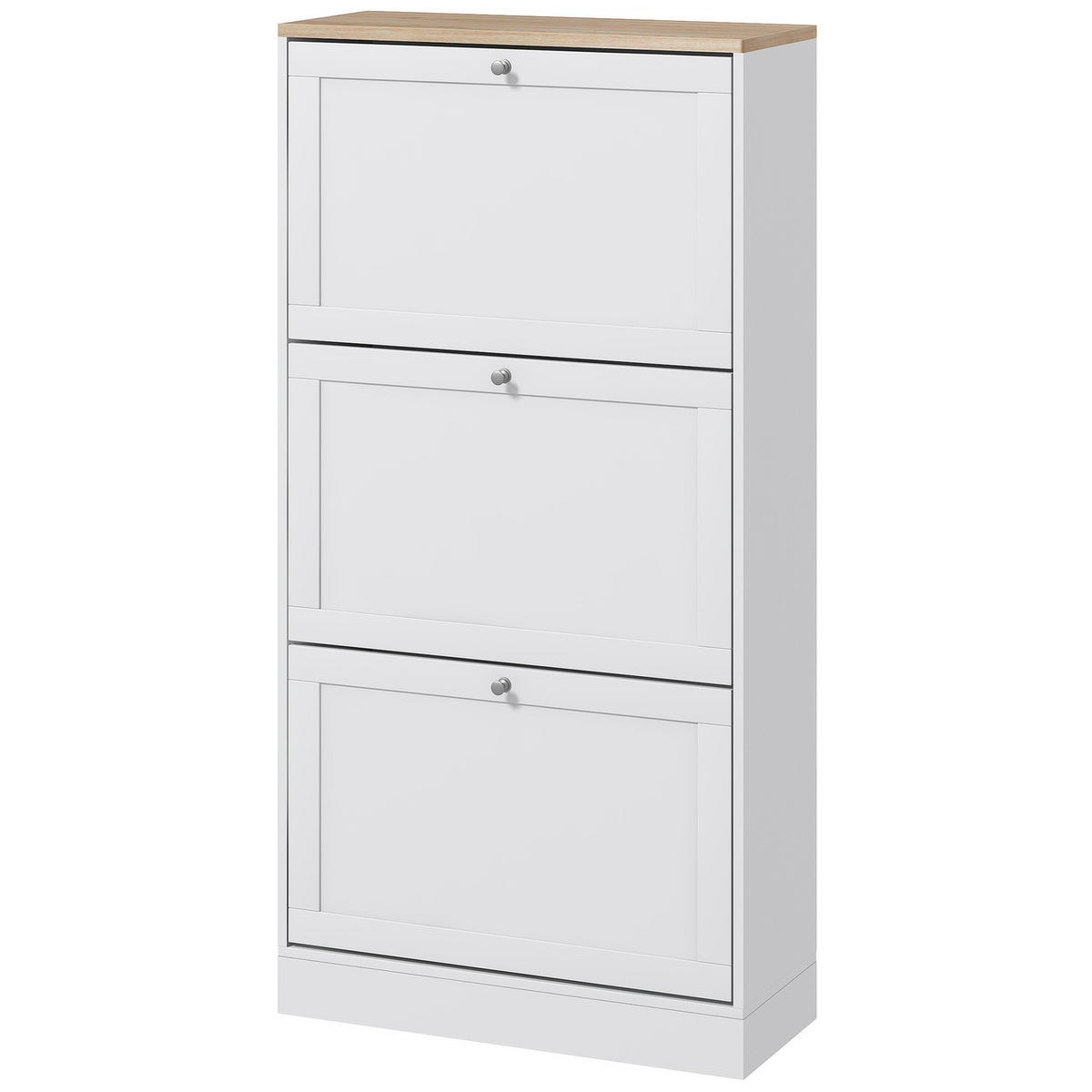 SCHUHSCHRANK DE-14994 skandinavisches Design mit 3 Klapptüren Weiß - Weiß, Holzwerkstoff (60/115/23.5cm) - ComfortXL
