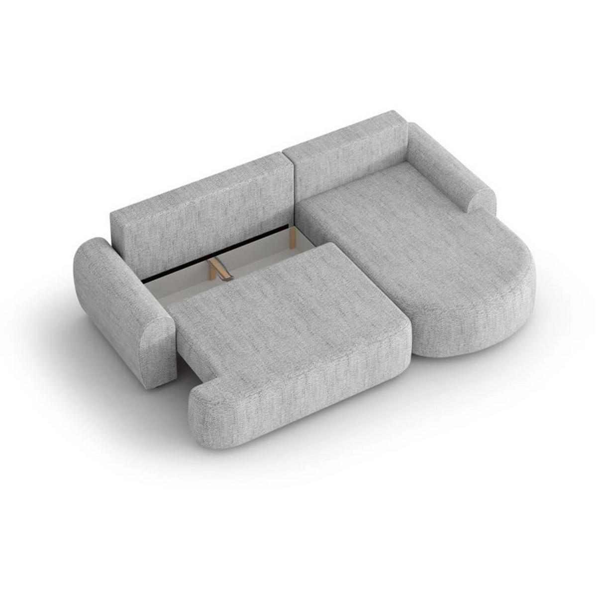 ECKSCHLAFSOFA Olivio L Grau - Hellgrau/Schwarz, Kunststoff/Textil (266/170cm) - Beautysofa