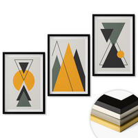 WANDBILDER 3er-Set - 40x60 cm Schwarzer Rahmen - Abstrakte geometrische Formen - Schwarz, Kunststoff (40/60cm) - ArtPrintCave