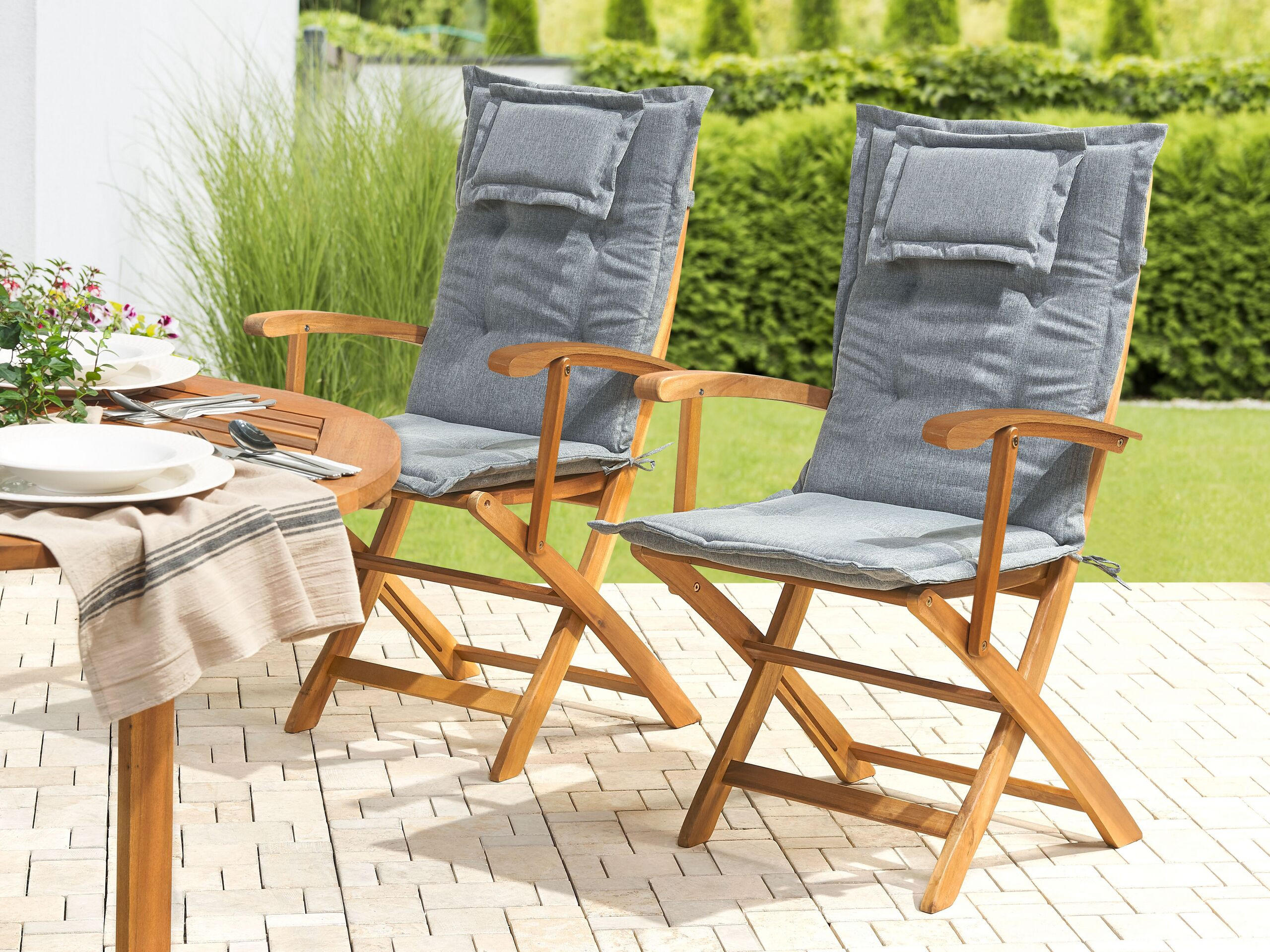 SESSELAUFLAGE 2er Set Taupe Maui - Taupe, Textil (40/42/55cm) - Beliani