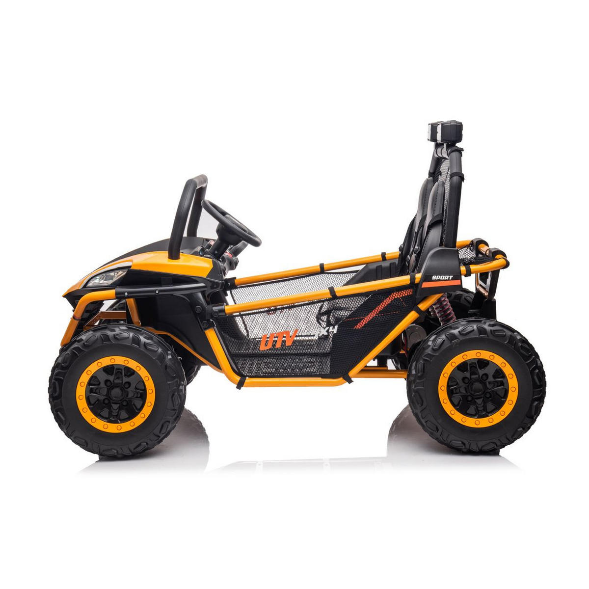 KINDERELEKTROFAHRZEUG Explorer gelb Doppelsitzer Offroad LED Hupe MP3 USB - Gelb, Kunststoff (121/80/80cm) - Chipolino
