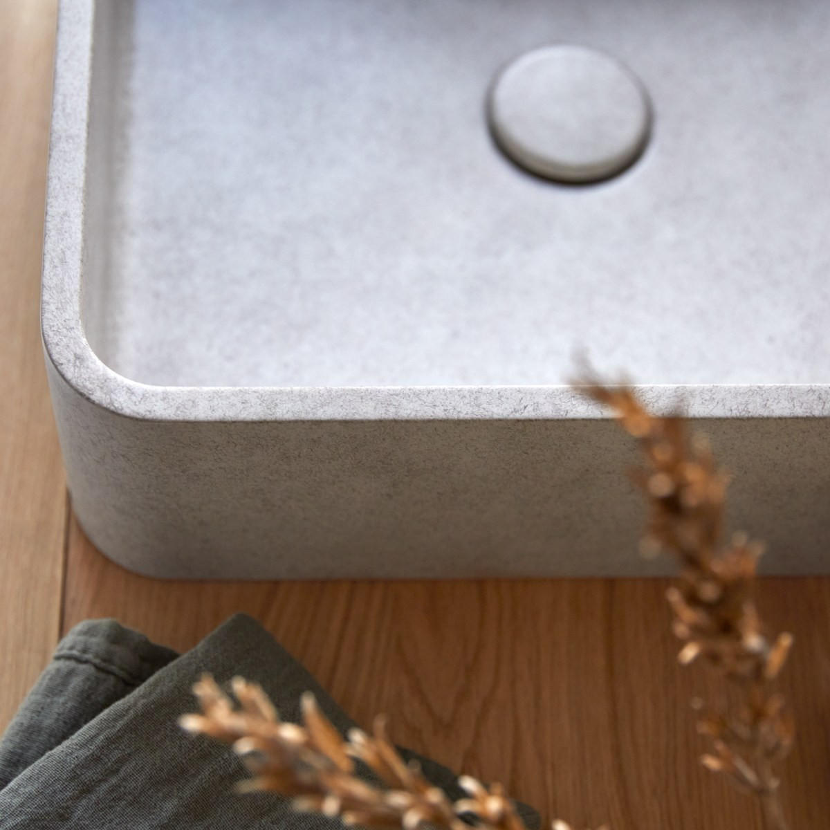 WASCHBECKEN Thaïs Grau aus Beton - Grau, Stein (39/12/39cm) - Tikamoon