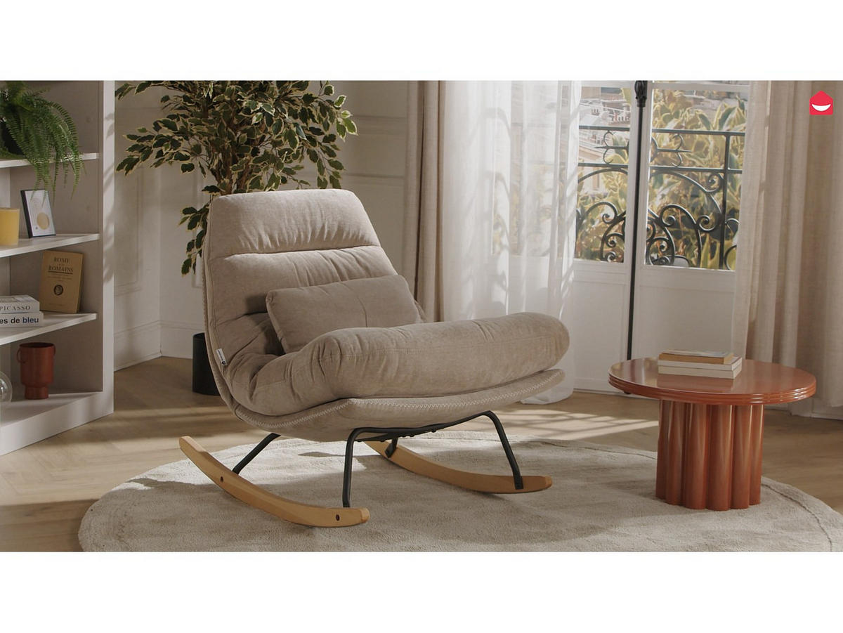 SCHAUKELSTUHL - 1 Person - Stoff - Taupe - - Taupe, Textil (82/80/93cm) - Vente-Unique