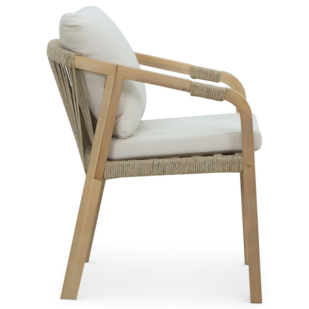 GARTENSTÜHLE SANYA 2er-Set beige, natur - Beige, Holz/Textil (56/75/67cm) - IDIMEX