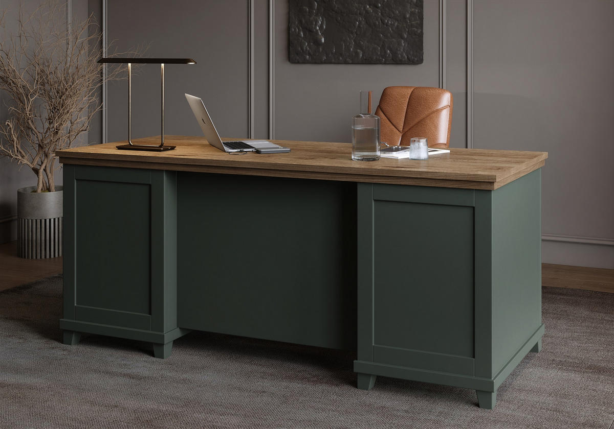 SCHREIBTISCH EVOLETTA 180x70x77 cm Bürotisch Computertisch, Hellgrün - Hellgrün, Holzwerkstoff (70/180/77cm) - MASSENO