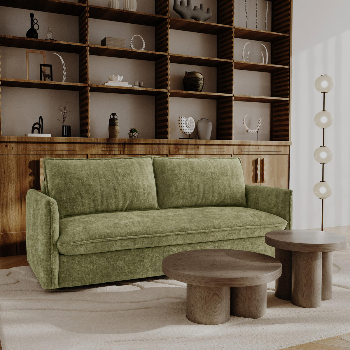 SCHLAFSOFA Express AVA Geprägter Samt Vintage-Grün 178cm - Dunkelgrün/Grün, Textil (178/78/100cm) - Premium Interiors