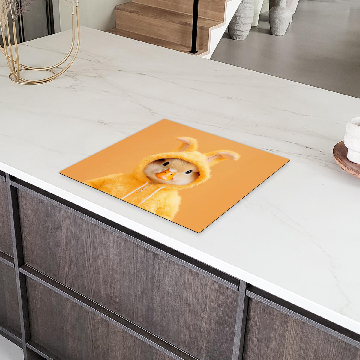 HERDABDECKPLATTE Osterhase - Kostüm - Ente Abdeckung Ceranfeld 57.6x51.6 cm - Gelb, Kunststoff (57.6/51.6/0.2cm) - MuchoWow