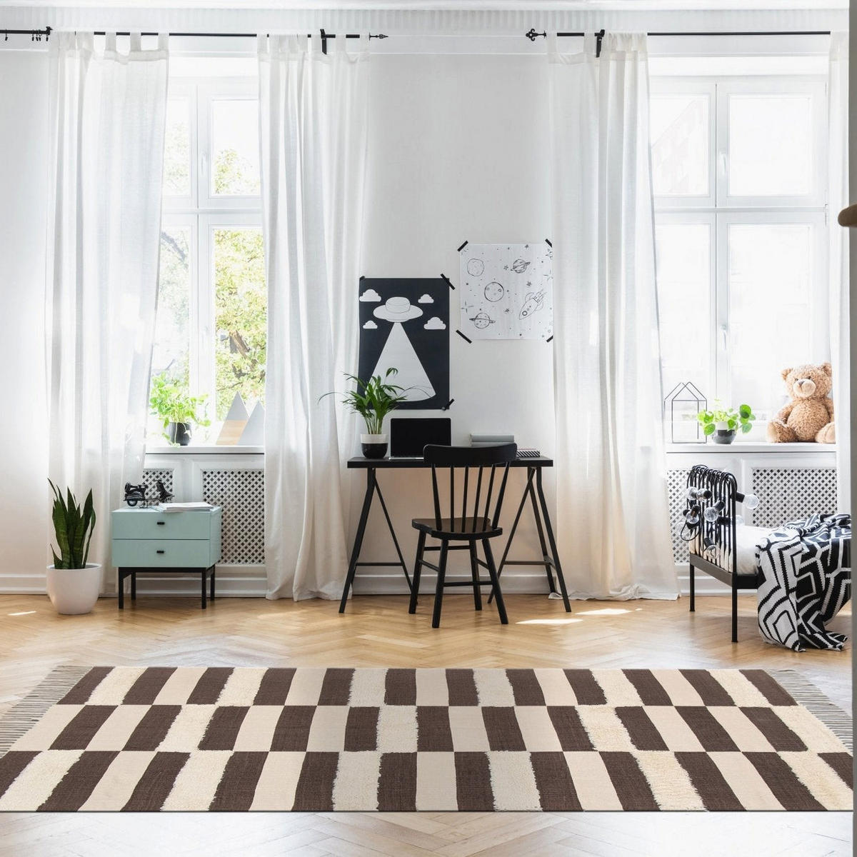 TEPPICH, Pflegeleichter Designerteppich schwarz - Schwarz, Naturmaterialien (160/230cm) - AFK Living