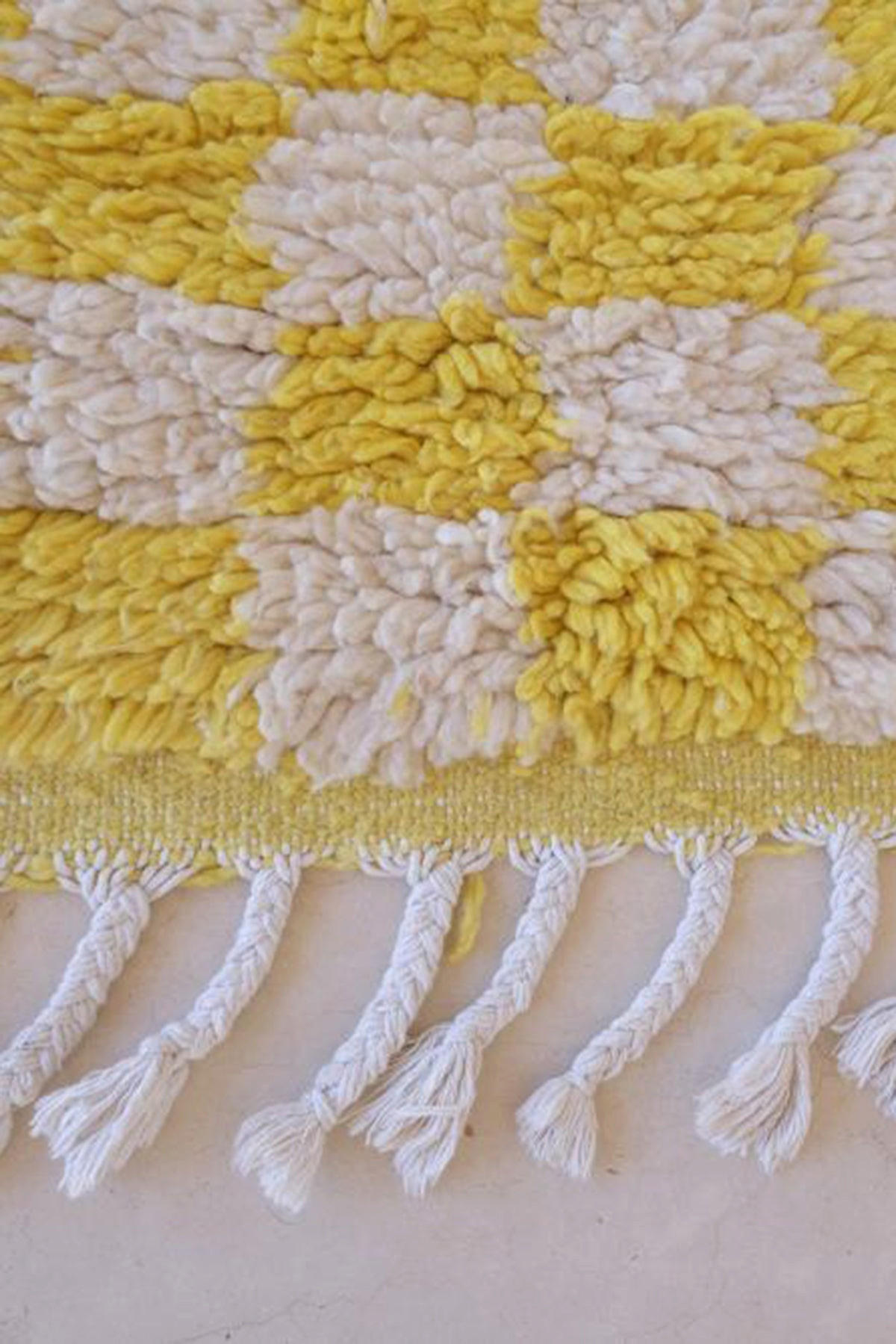 BERBERTEPPICH aus Marokko aus Wolle kariert gelb - Gelb, Naturmaterialien (160/257cm) - AFK Living