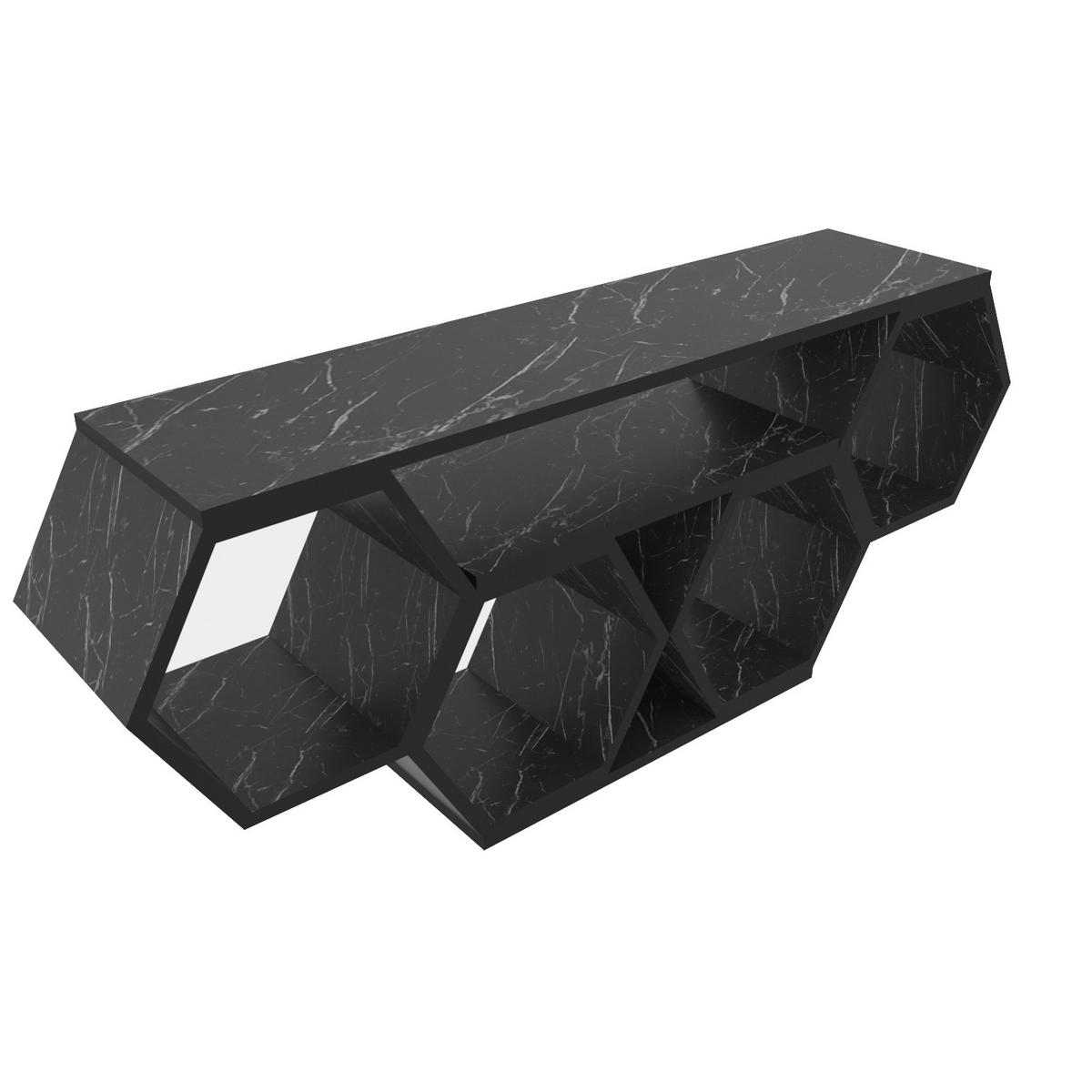 TV-ELEMENT Honig Schwarz - Schwarz, Holzwerkstoff (140/55.5/29.6cm) - Decorotika