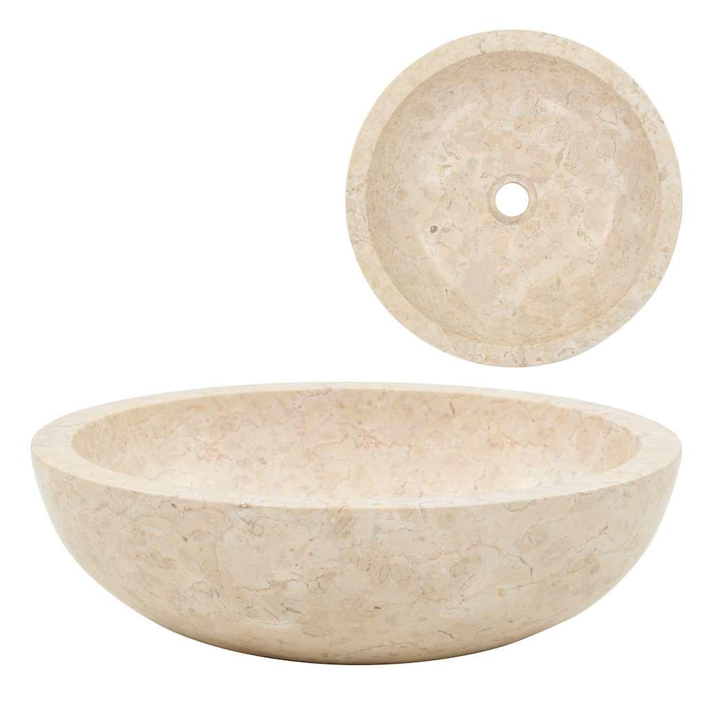 WASCHBECKEN 40/12 Cm Marmor Creme - Creme, Stein (40/12/40cm) - vidaXL