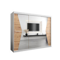 SCHWEBETÜRENSCHRANK 200/250/62 3-türig - Silberfarben/Eiche Artisan, Holz/Kunststoff (250/200/62cm) - Abiks Möbel