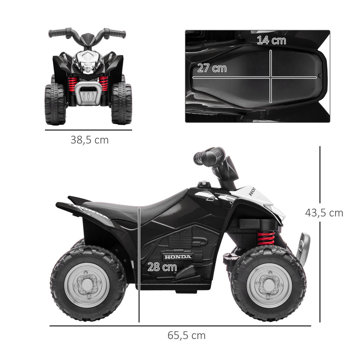 MINI ELEKTRO-QUAD KINDER, Schwarz, PP+ Metall - Schwarz, Kunststoff (65.5/38.5/43.5cm) - AIYAPLAY