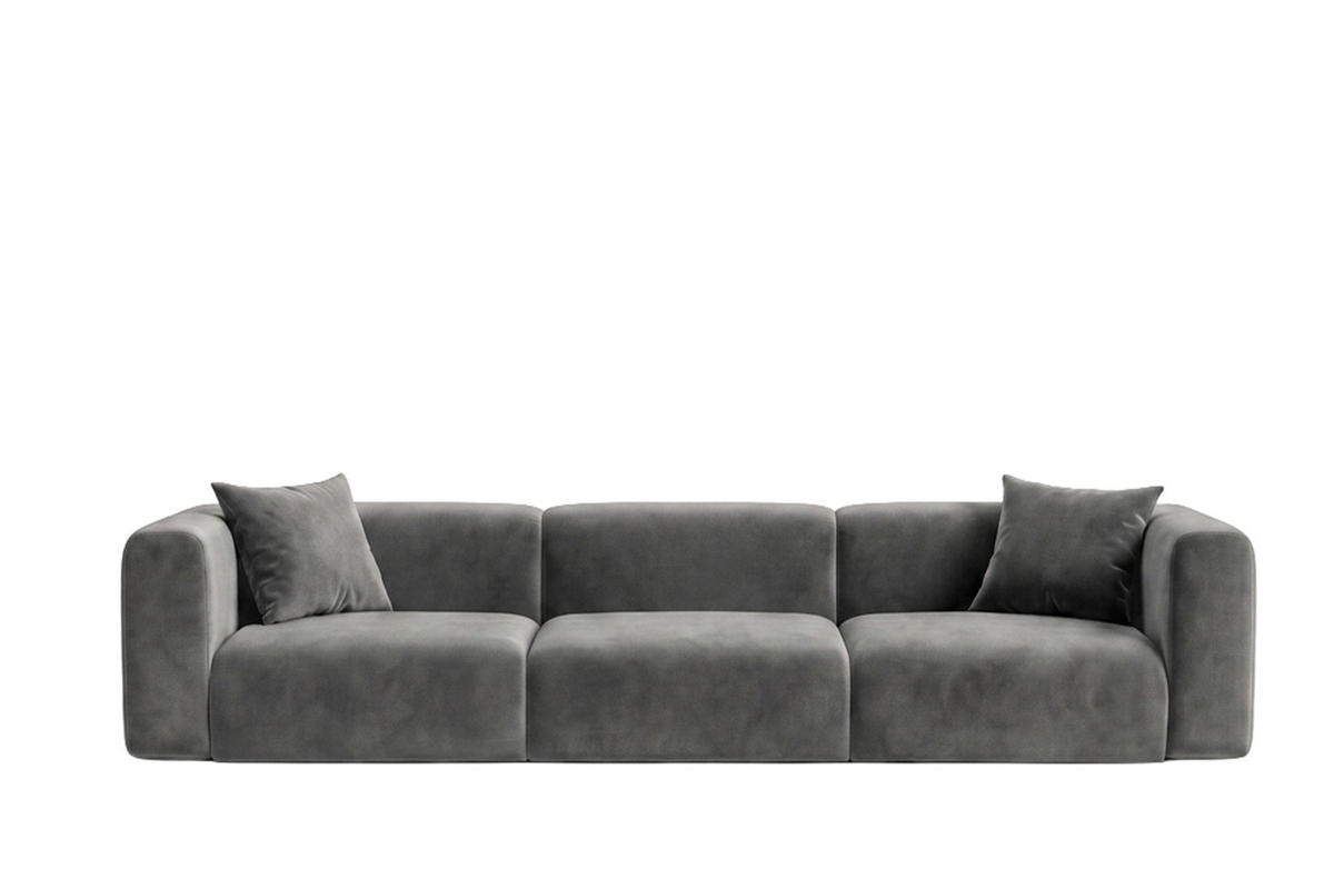SOFA 3-Sitzer, Velvet-Stoff Bluvel, Aschgrau, GRETA - Grau, Holz (319/70/89cm) - Kaiser Möbel