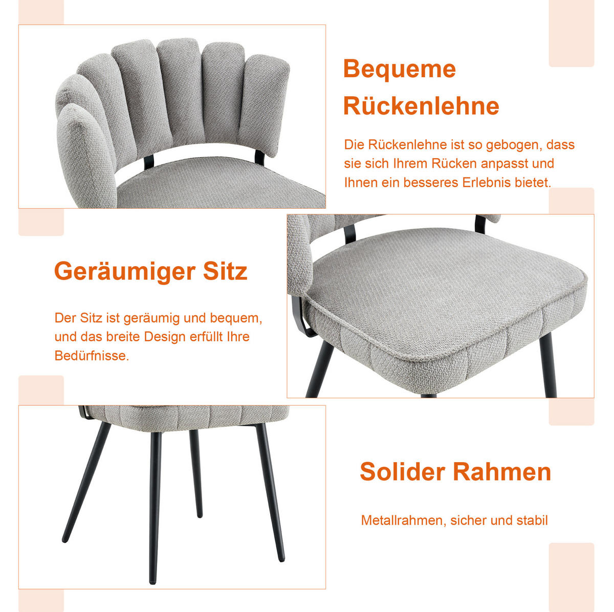 TISCH- UND STUHLSET rund 60 cm MDF mit 2 Stühlen - Hellgrau, Metall (60/72/60cm) - Meubliv