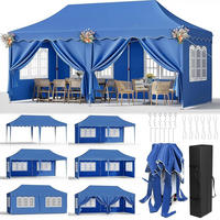 PAVILLON 3x6 m Blau mit 6 Seitenteilen - Blau, Textil/Metall (600/300cm) - Kaket