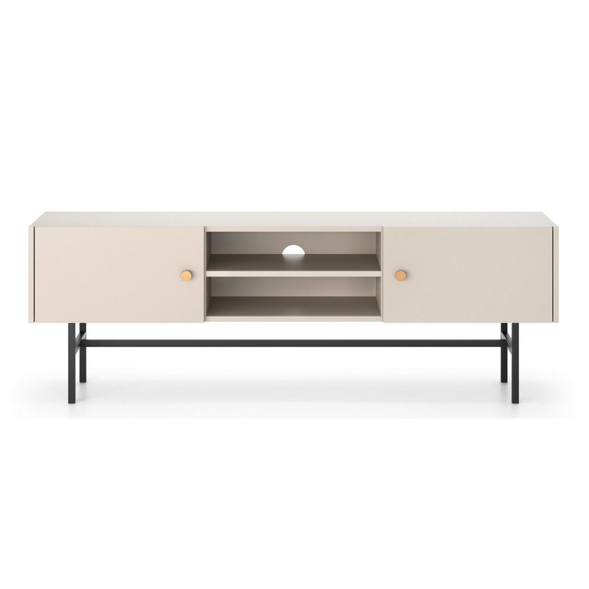 TV-LOWBOARD Divenos Greige 155 cm - Taupe/Goldfarben, Holzwerkstoff/Metall (155/52/35cm) - Selsey