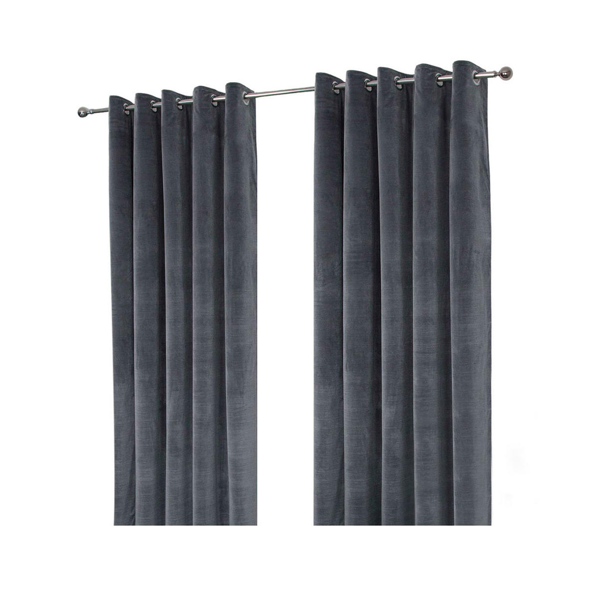 THERMOVORHANG Samt verdunkelnd 2er-Set, Ösen 228/137 cm - Dunkelgrau, Textil (228/137cm) - Homescapes