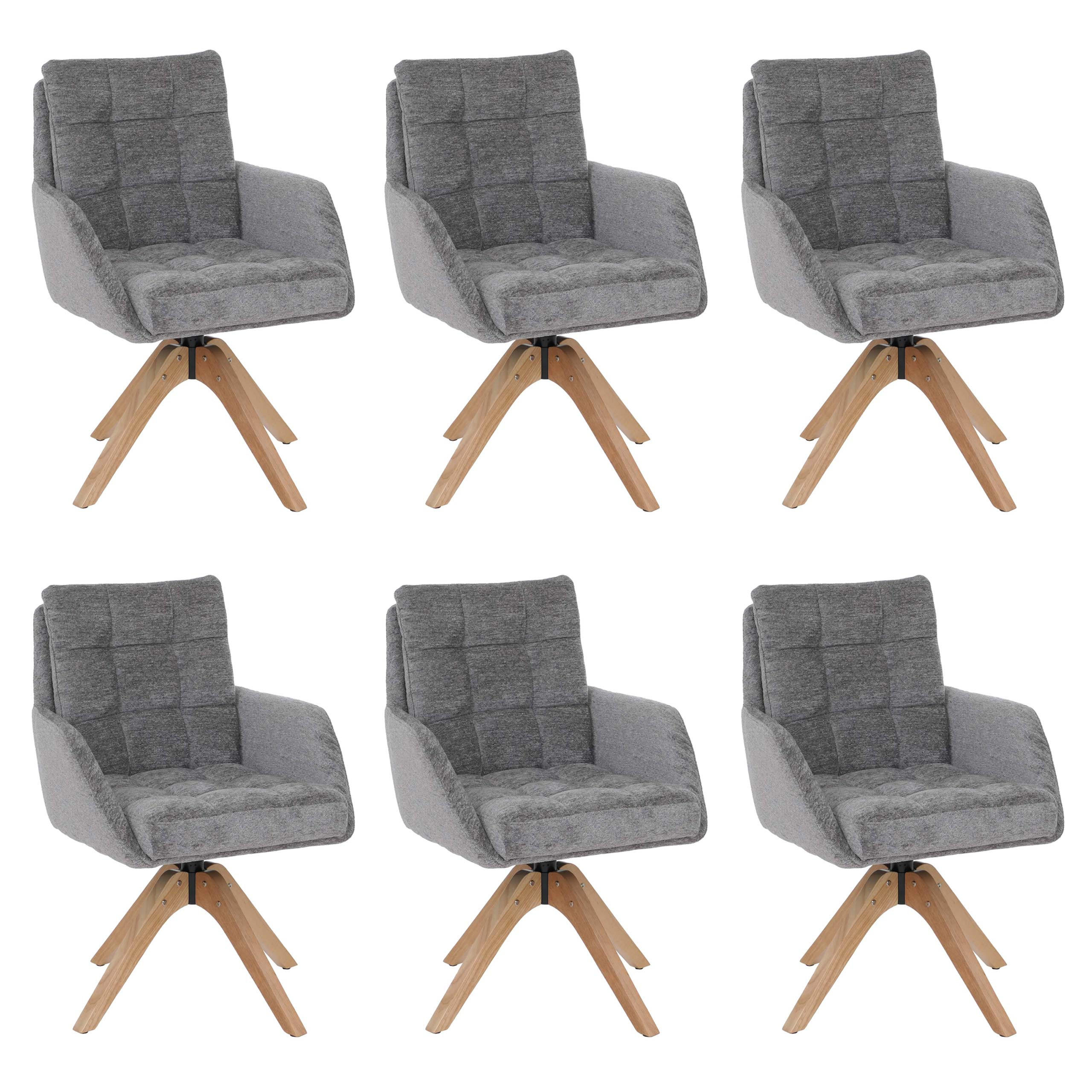 JÍDELNÍ ŽIDLE Šedá, sada 6 kusů - šedá, textil (61/89/66cm) - MCW