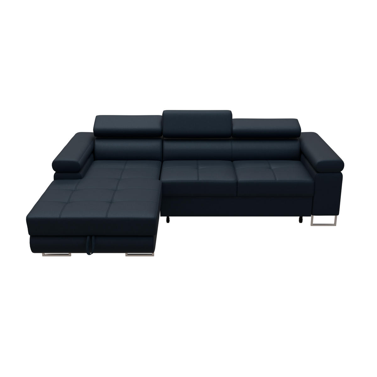 ECKSOFA VEMO MINI Links Dunkelblau Velour-Stoff Kompakter Komfort für Wohnräume - Dunkelblau, Textil (235/175cm) - Barchello