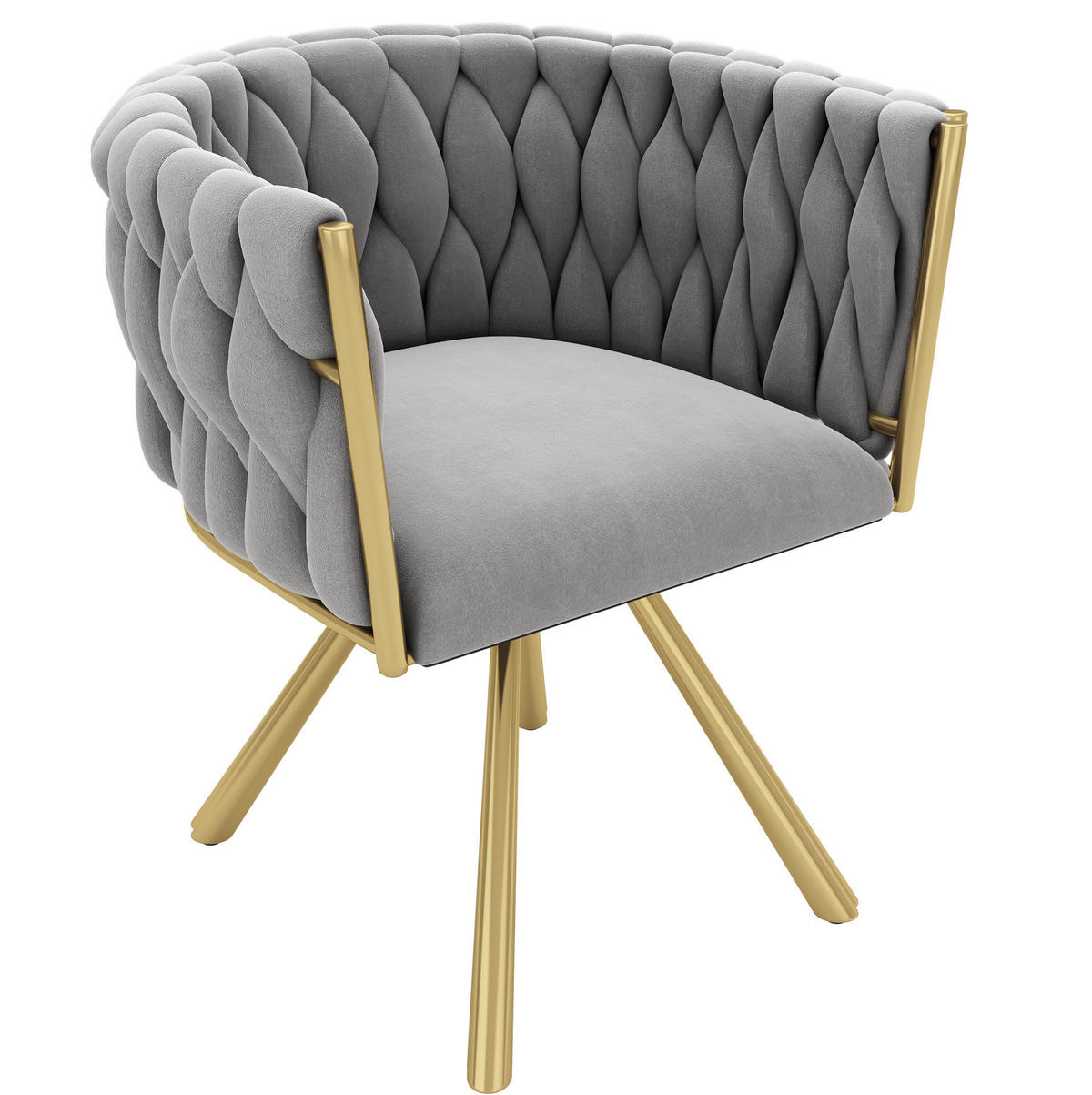 ESSZIMMERSTÜHLE 6er-Set Grau/Gold mit 360°-Drehfunktion - Grau, Metall (59/72/54cm) - MIVRAY