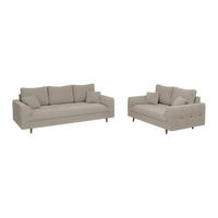 SITZGARNITUR 3+2 Henrik Beige Boucle - Beige/Braun, Holz/Textil (210/81/93cm) - S-Style Möbel