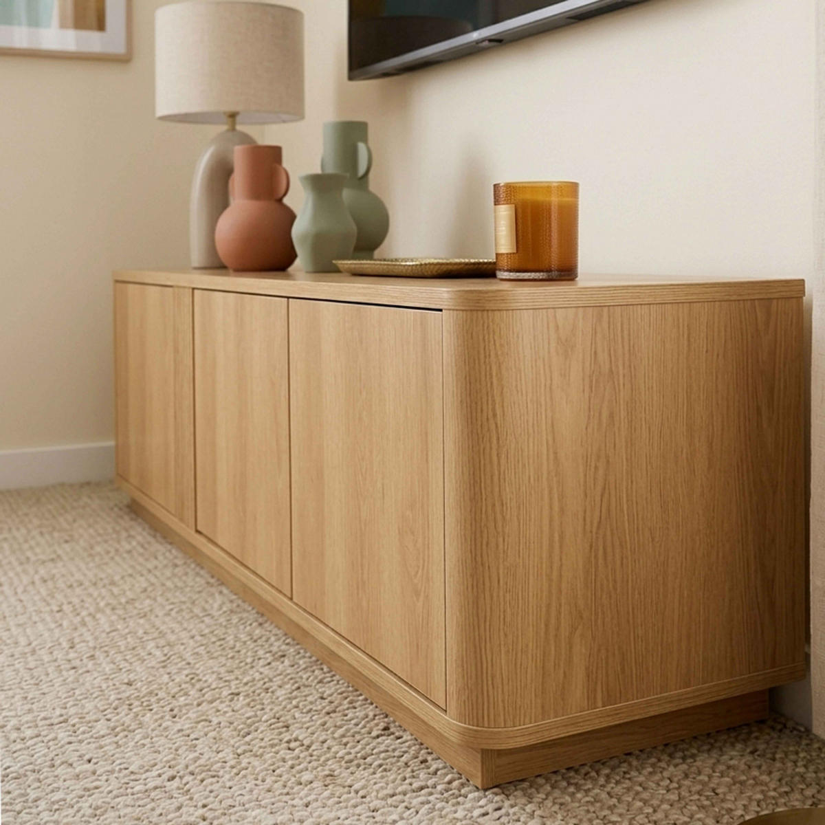 TV-MÖBEL, helle Holzoptik - Beige, Holz (150/40/40cm) - Oviala