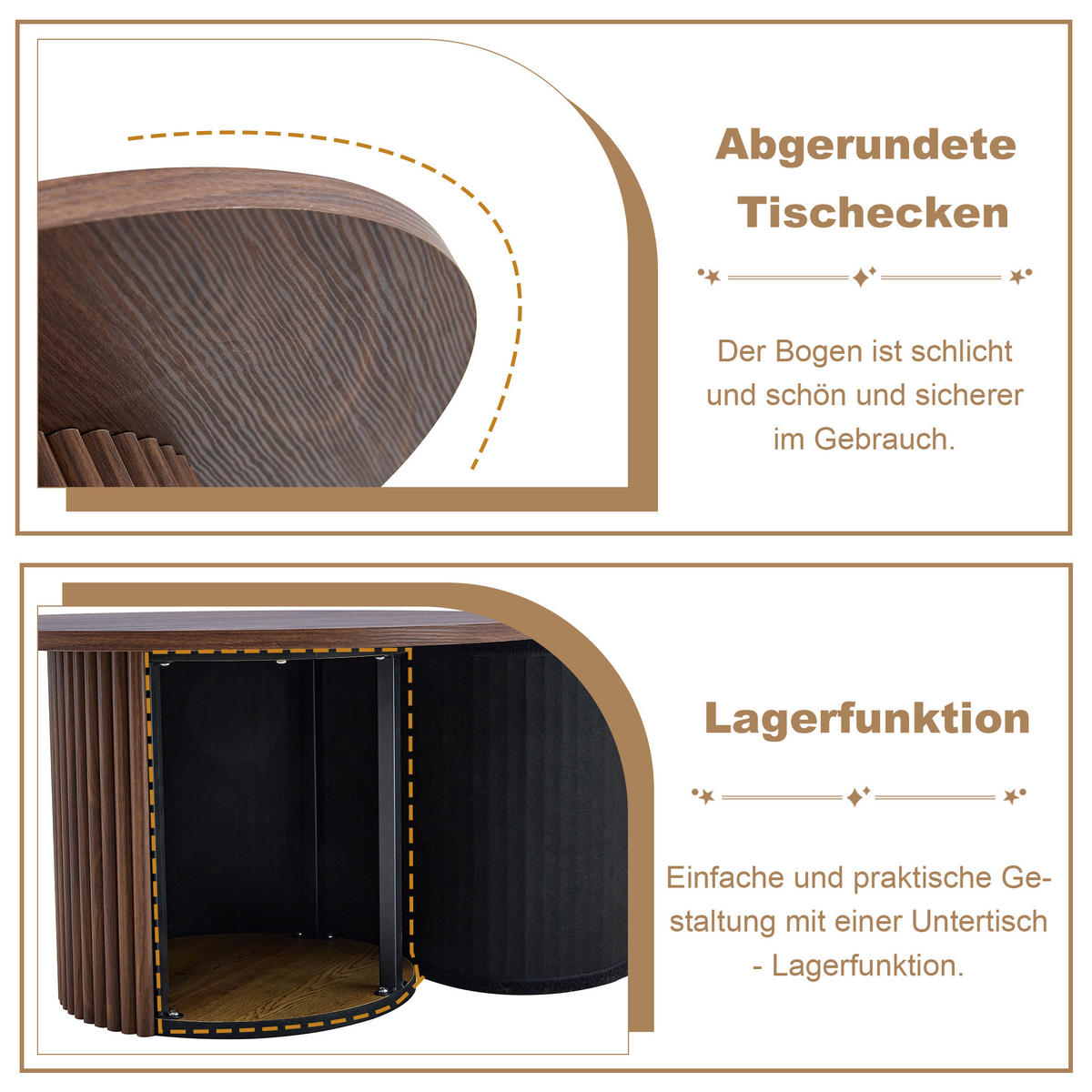 COUCHTISCH 70/70/42 cm walnussfarben aus MDF mit integriertem Metallrahmen - Walnussfarben, Holzwerkstoff (70/70/42cm) - OKWISH
