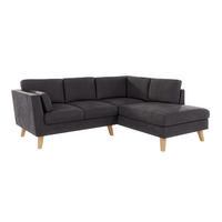 ECKSOFA Mario Graphit Microfaser - Graphitfarben/Naturfarben, Buchenholz/Textil (221/186cm) - S-Style Möbel