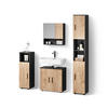 BADMÖBEL-SET Ronco Goldkraft Eiche/Anthrazit 4 Teile, mit Hochschrank - Anthrazit/Eiche Wotan, Holzwerkstoff (60/192/30cm) - Livinity®