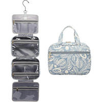 KULTURTASCHE Damen mit Haken Blau-Blätter - Multicolor, Kunststoff (20/11/28cm)
