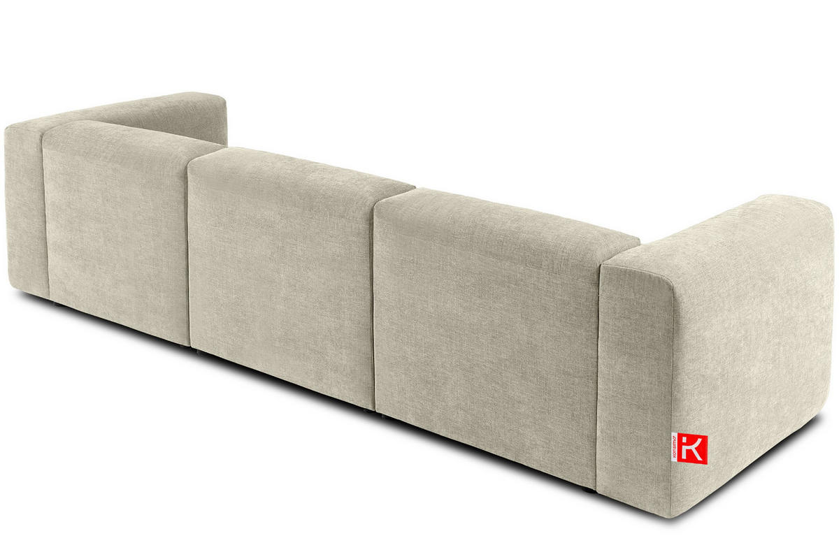 3-SITZER-MODULSOFA BUFFO mit extrem weicher und bequemer Sitzfläche, Gewebestoff, ecru - Ecru, Textil (290/73/96cm) - KONSIMO®