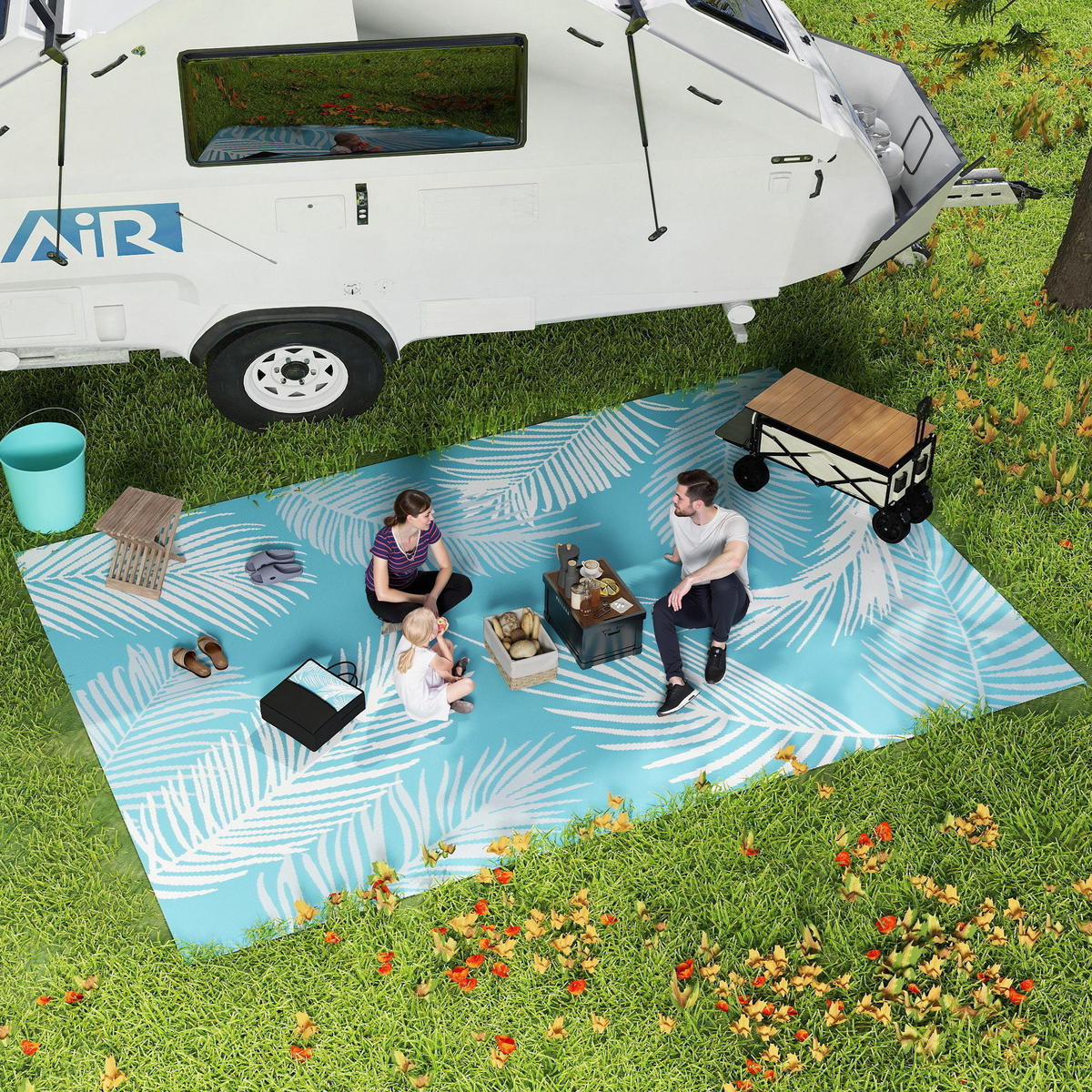OUTDOORTEPPICH aus Kunststoff Hellblau - Hellblau, Kunststoff (182/274cm) - Outsunny